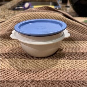 Tupperware White Container with Blue Lid